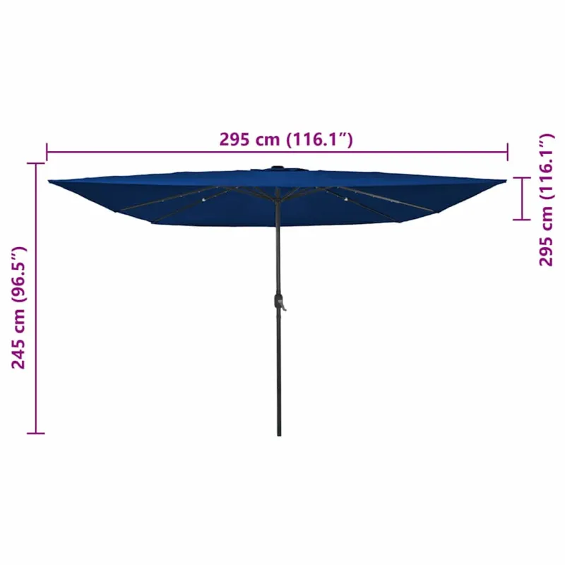 Sodo skėtis Azurblau 295 x 295 x 245 cm Poliesteris ir plienas