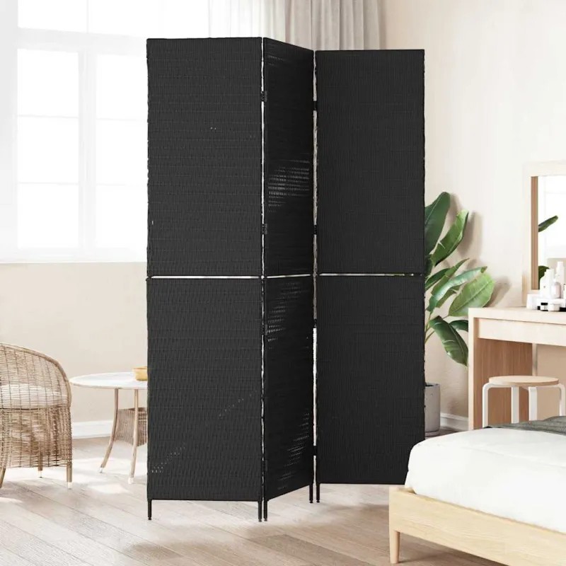 Kambario pertvara Juoda 146 x 180 cm poliratanas