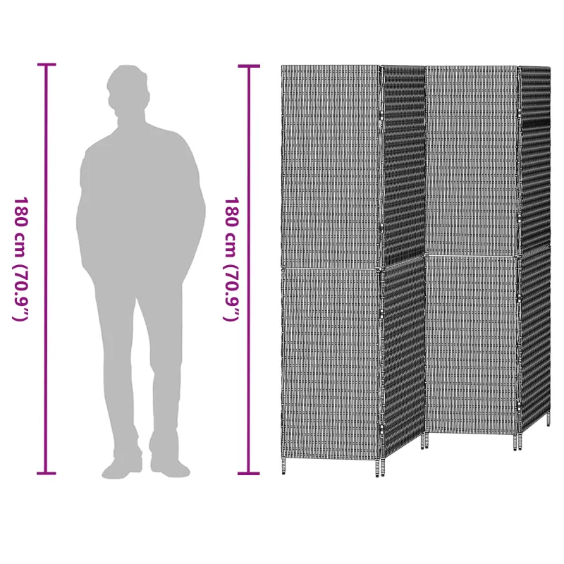 Kambario pertvara Pilka 195 x 180 cm poliratanas