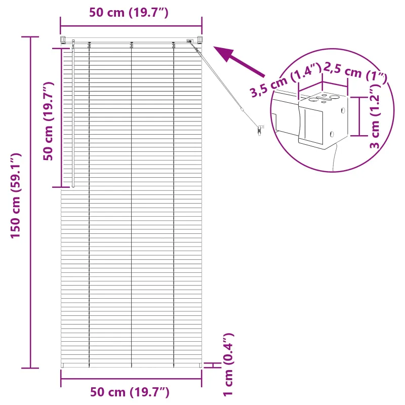 Venecijos žaliuzės Sidabrinė Pilka 150 x 50 cm 25 mm PVC