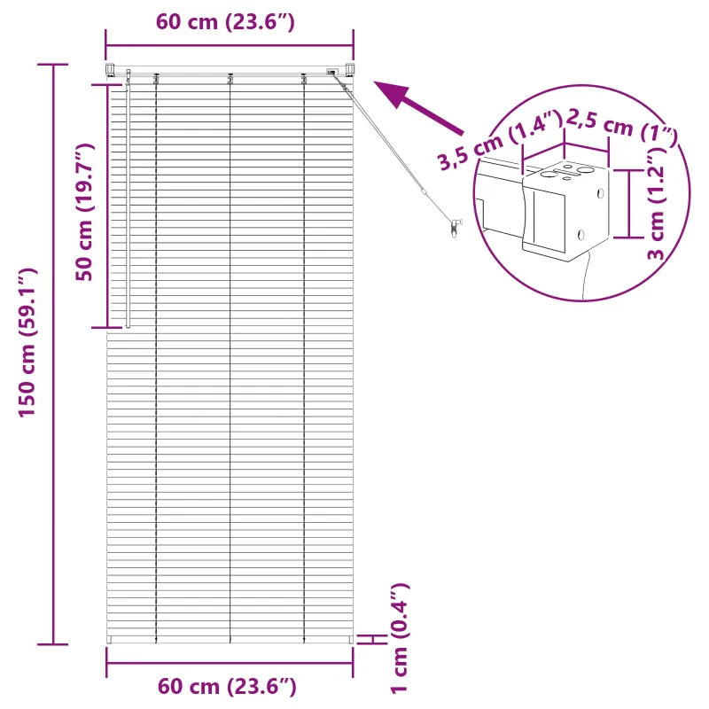 Venecijos žaliuzės Sidabrinė Pilka 150 x 60 cm 25 mm PVC