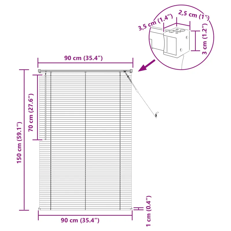 Venecijos žaliuzės Sidabrinė Pilka 150 x 90 cm 25 mm PVC