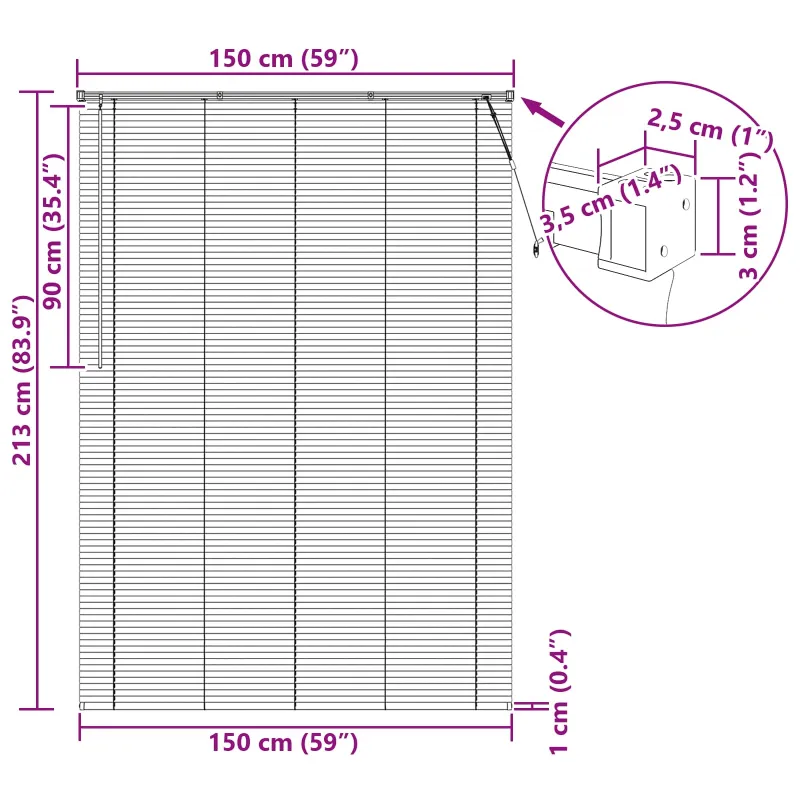 Venecijos žaliuzės Sidabrinė Pilka 213 x 150 cm 25 mm PVC