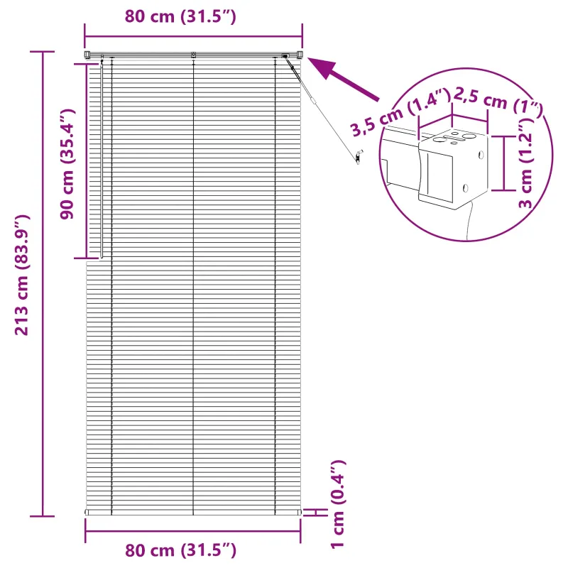 Venecijos žaliuzės Baltas 213 x 80 cm 25 mm PVC