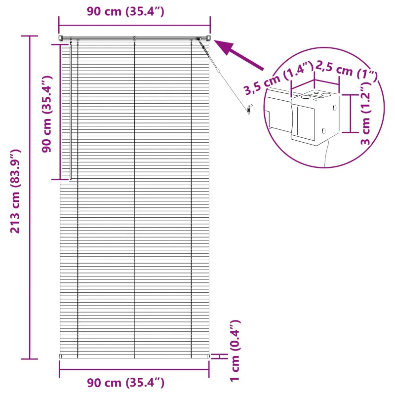 Venecijos žaliuzės Baltas 213 x 90 cm 25 mm PVC