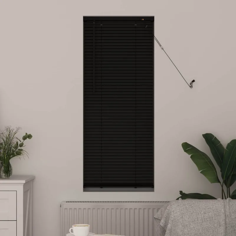 Venecijos žaliuzės Juodas 150 x 60 cm 25 mm PVC