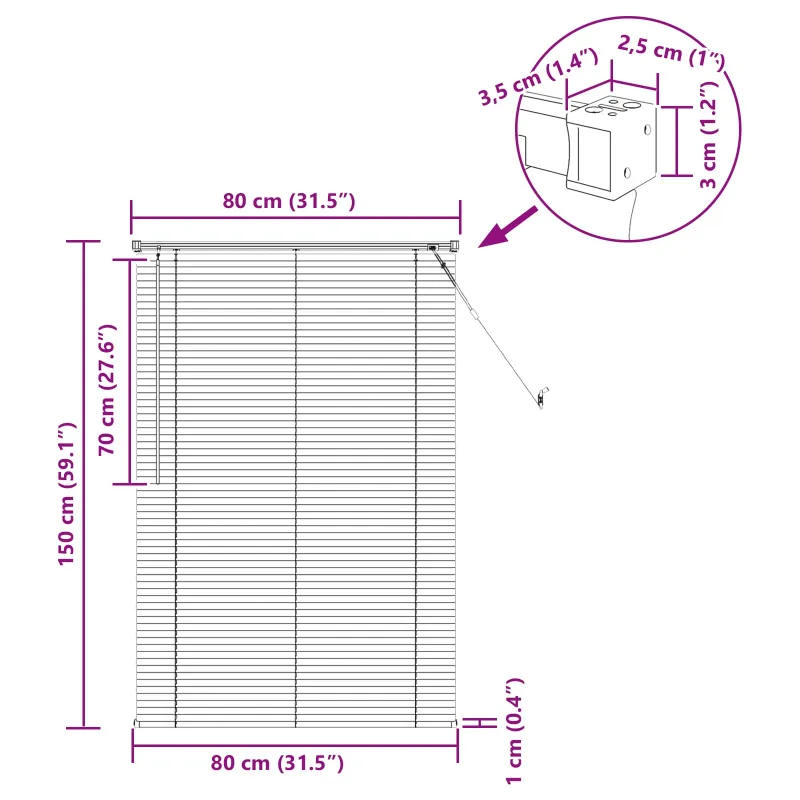 Venecijos žaliuzės Juodas 150 x 80 cm 25 mm PVC