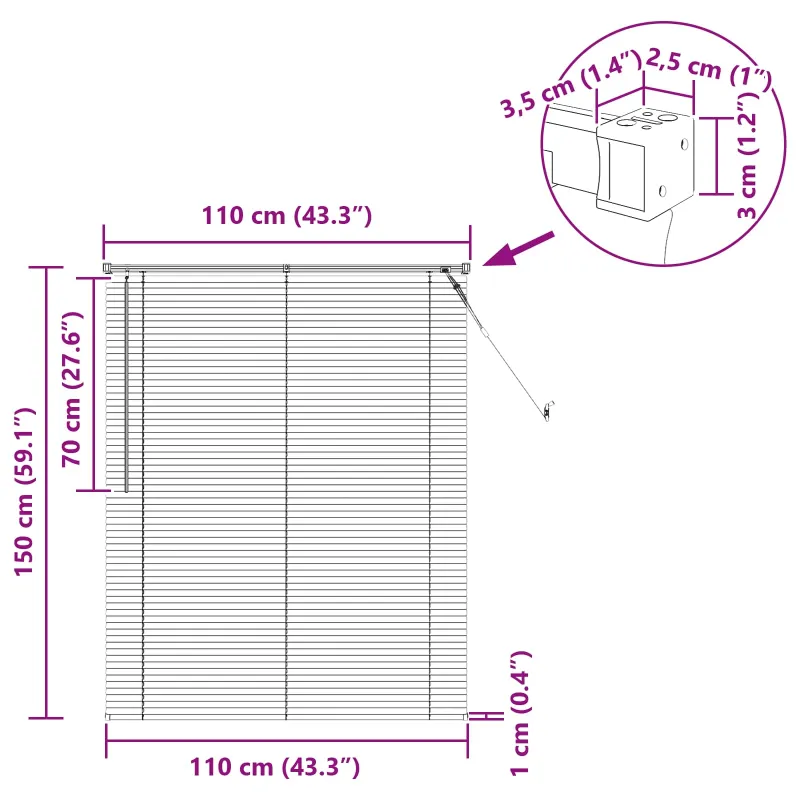 Venecijos žaliuzės Juodas 150 x 110 cm 25 mm PVC