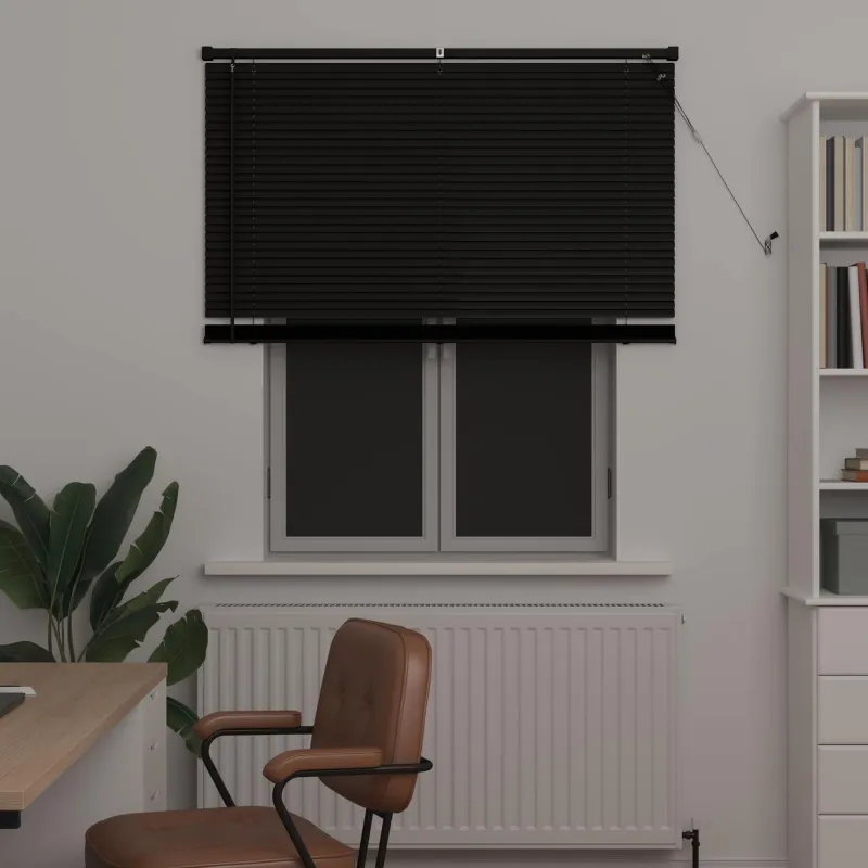 Venecijos žaliuzės Juodas 150 x 120 cm 25 mm PVC