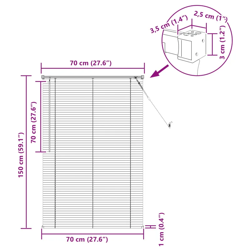 Venecijos žaliuzės Šviesiai ruda su raštu 150 x 70 cm 25 mm PVC