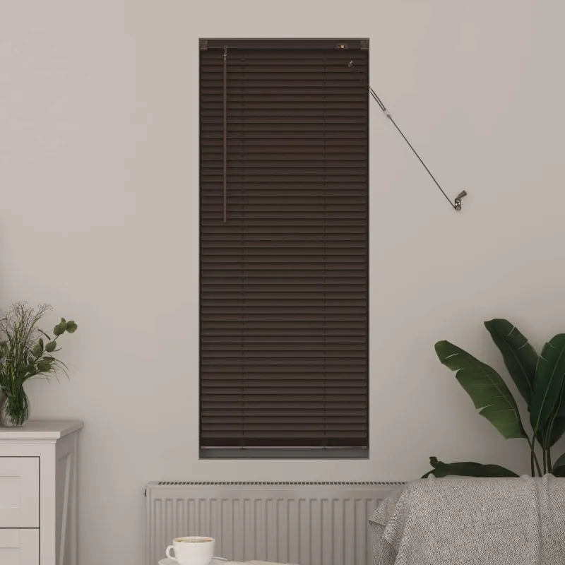 Venecijos žaliuzės Tamsiai ruda su raštu 150 x 40 cm 25 mm PVC