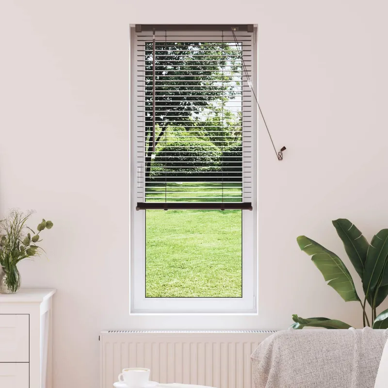 Venecijos žaliuzės Tamsiai ruda su raštu 150 x 50 cm 25 mm PVC