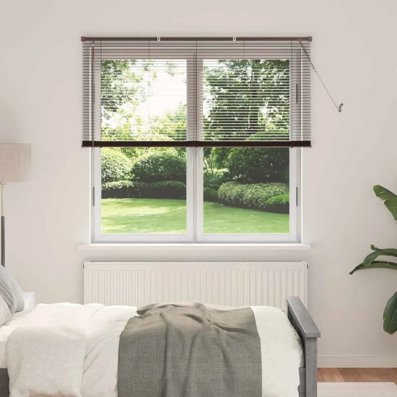 Venecijos žaliuzės Tamsiai ruda su raštu 150 x 130 cm 25 mm PVC