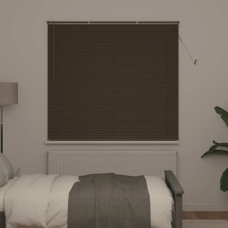 Venecijos žaliuzės Tamsiai ruda su raštu 150 x 150 cm 25 mm PVC