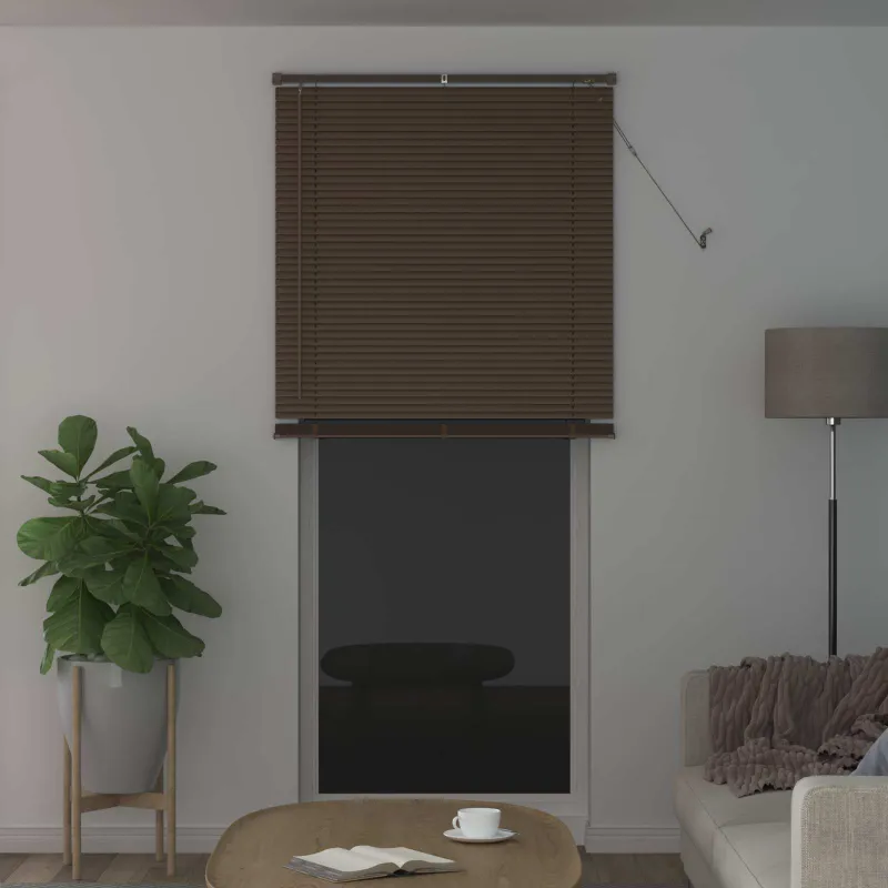 Venecijos žaliuzės Tamsiai ruda su raštu 213 x 70 cm 25 mm PVC