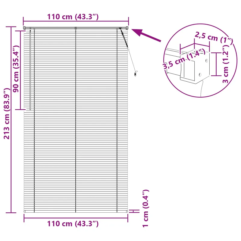 Venecijos žaliuzės Tamsiai ruda su raštu 213 x 110 cm 25 mm PVC
