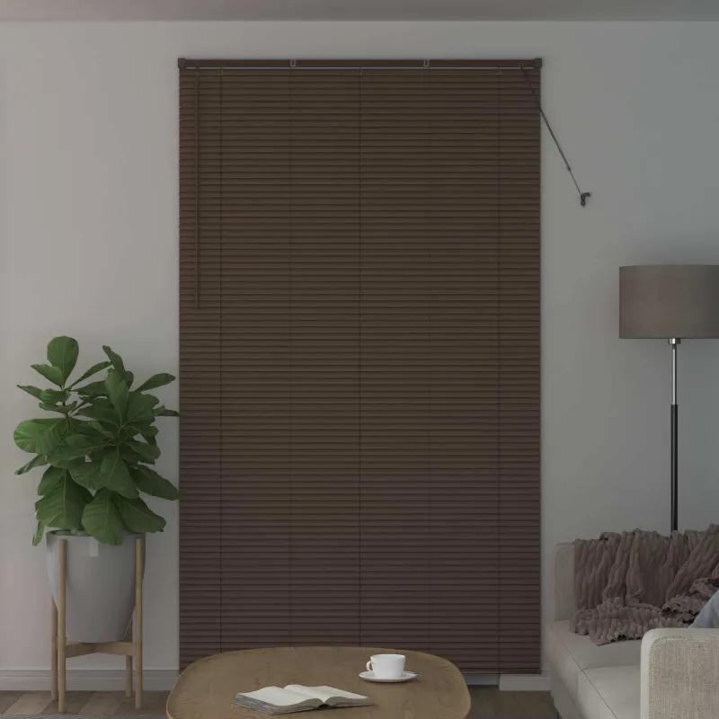 Venecijos žaliuzės Tamsiai ruda su raštu 213 x 160 cm 25 mm PVC