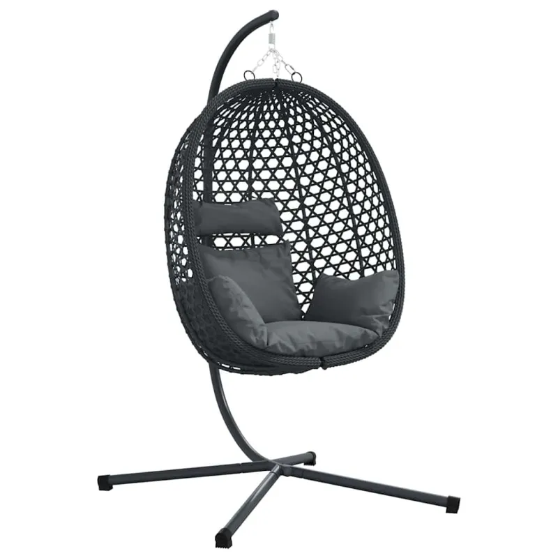 Kabantis kiaušinis antracito ir juoda 104 x 100 x 191 cm