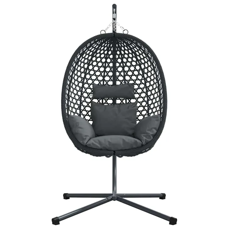 Kabantis kiaušinis antracito ir juoda 104 x 100 x 191 cm