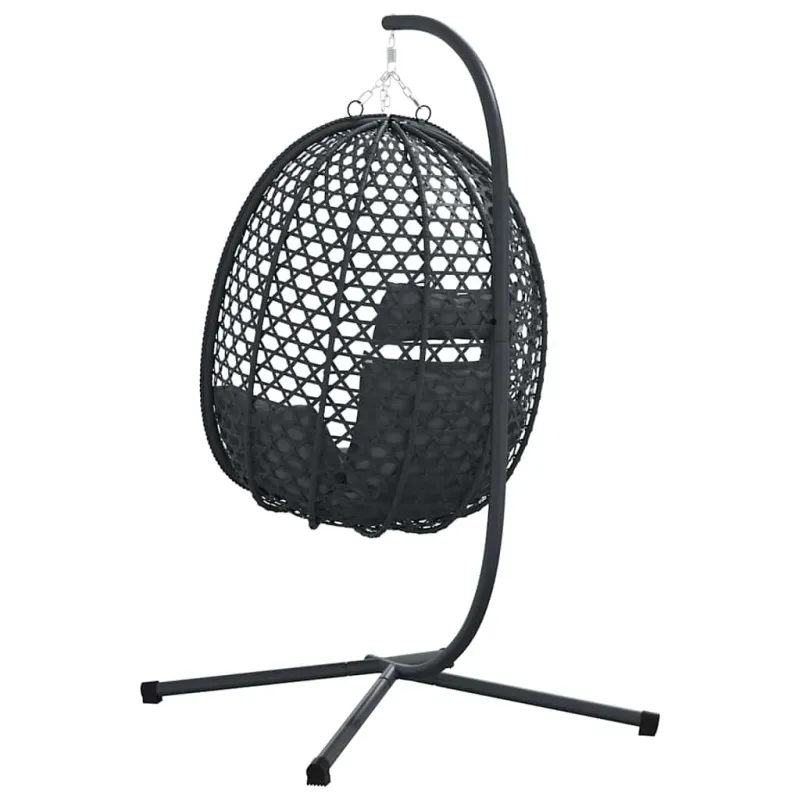 Kabantis kiaušinis antracito ir juoda 104 x 100 x 191 cm