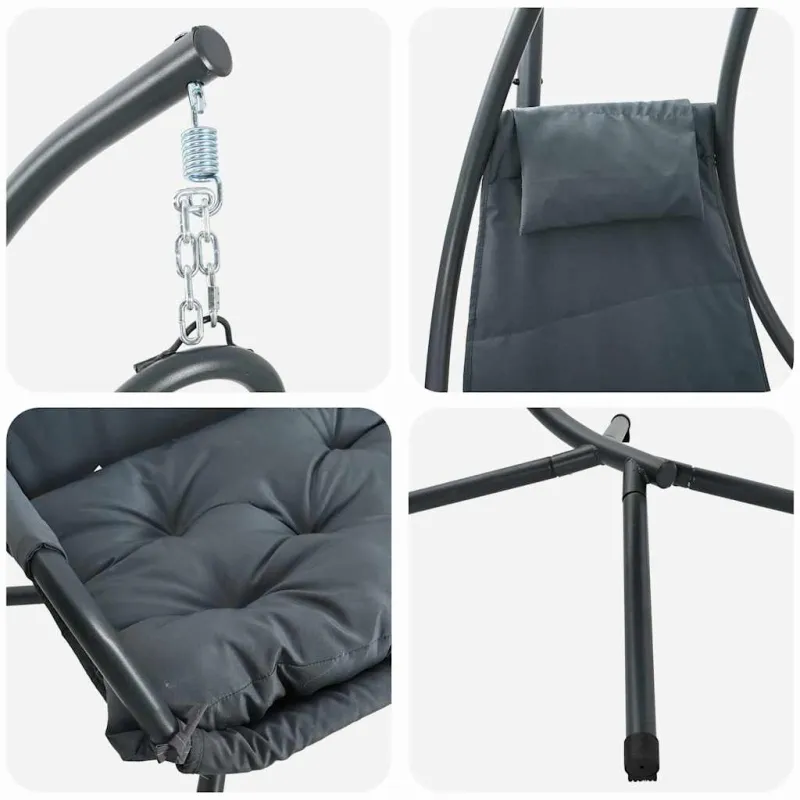 Kabantis kiaušinis Antracitas 94 x 107 x 196,5 cm Plienas