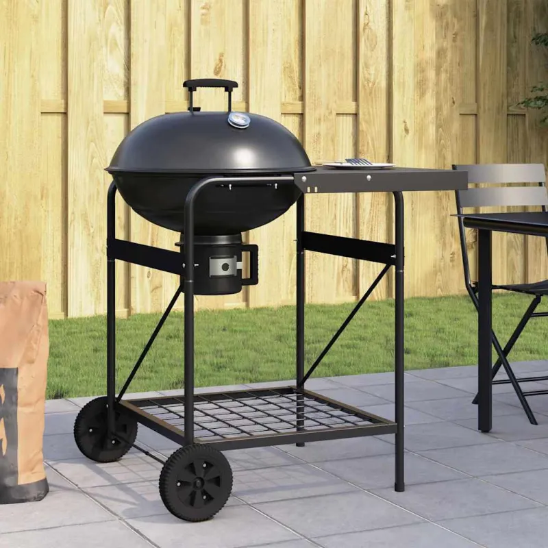 Lauko grilis su ratu Juoda 91 x 71 x 107 cm metalas