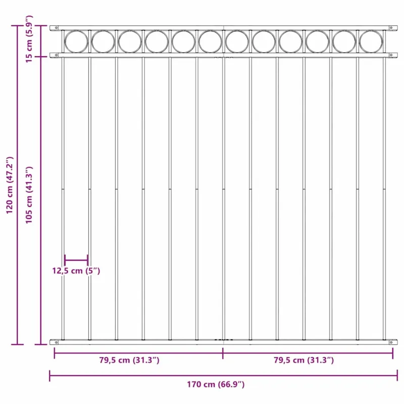 Tvorelių elementas ASSEN Pilka 170 x 120 cm Plienas