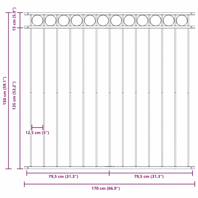Tvorelių elementas ASSEN Pilka 170 x 150 cm Plienas