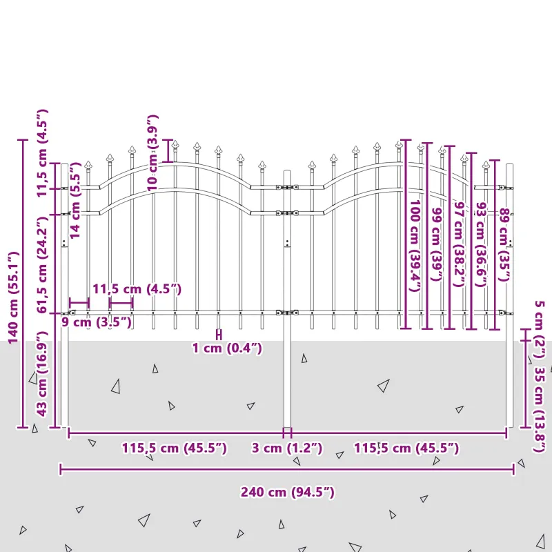 Sodo tvora Woerden Pilka 240 x 140 cm