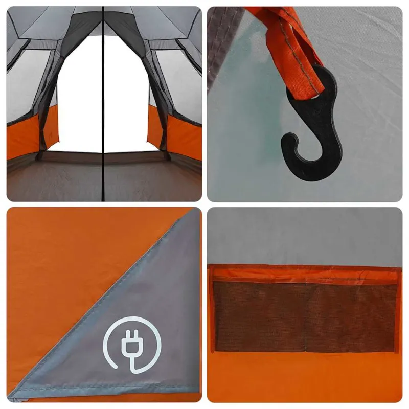 Teepee palapinė 5 žmonėms Pilka ir oranžinė 545 x 450 x 295 cm