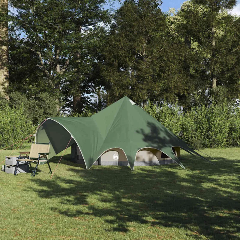 Teepee palapinė 3 asmenims Žalia ir Pilka 312 x 312 x 197 cm