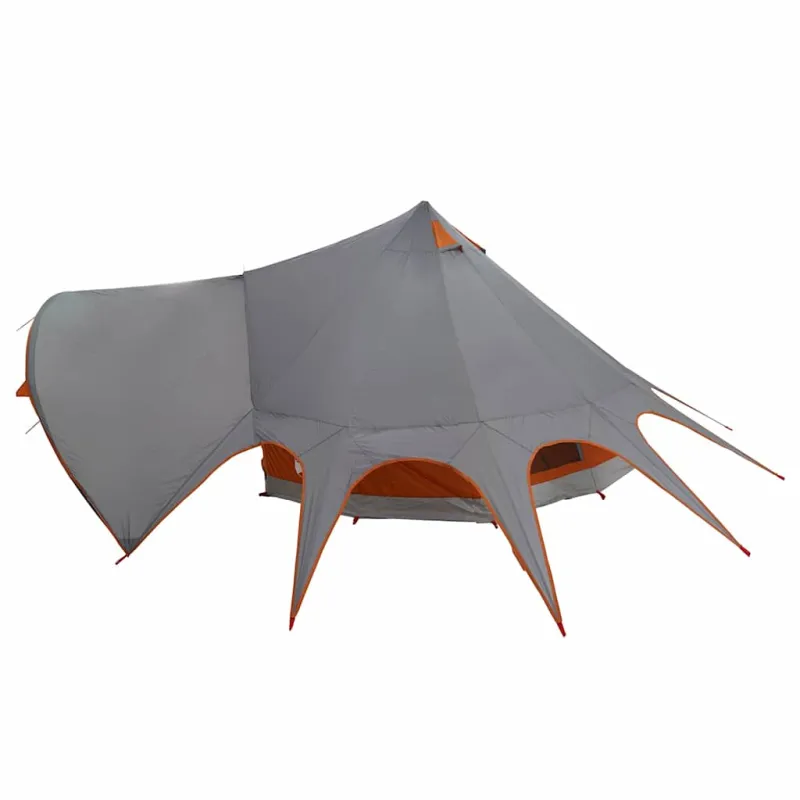 Teepee palapinė 3 asmenims Pilka ir oranžinė 600 x 600 x 347 cm