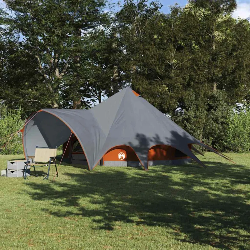 Teepee palapinė 5 žmonėms Pilka ir oranžinė 415 x 415 x 247 cm