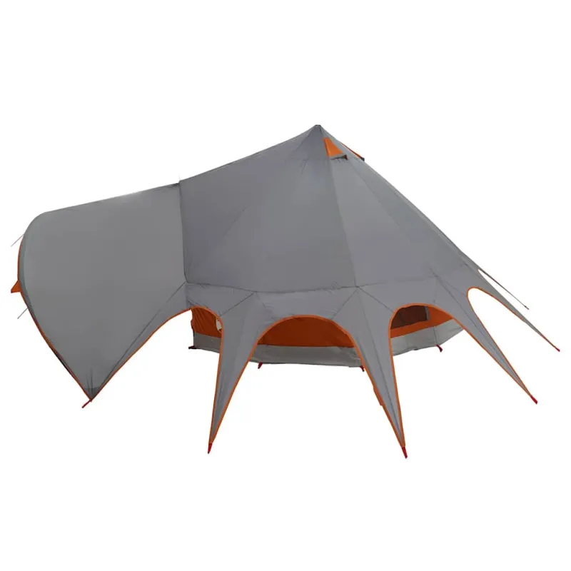 Teepee palapinė 5 žmonėms Pilka ir oranžinė 415 x 415 x 247 cm