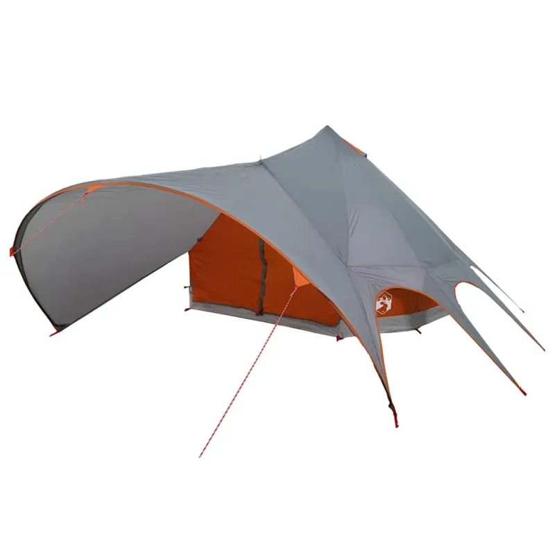Teepee palapinė 7 asmenims Pilka ir oranžinė 600 x 600 x 347 cm