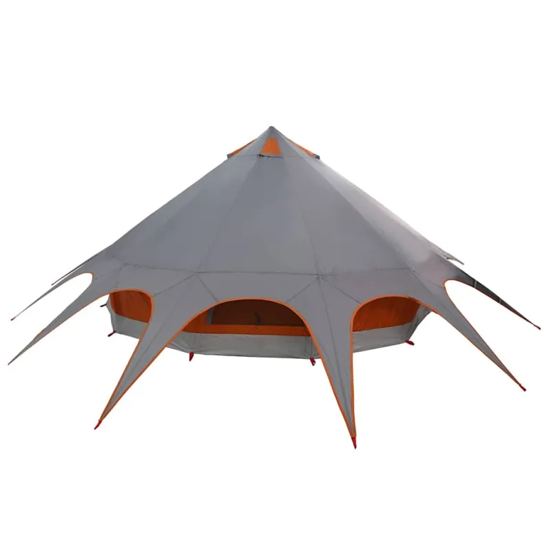 Teepee palapinė 7 asmenims Pilka ir oranžinė 600 x 600 x 347 cm