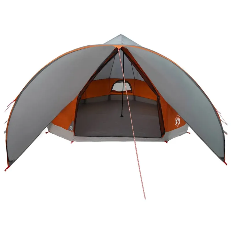 Teepee palapinė 9 žmonėms Pilka ir oranžinė 502 x 502 x 297 cm