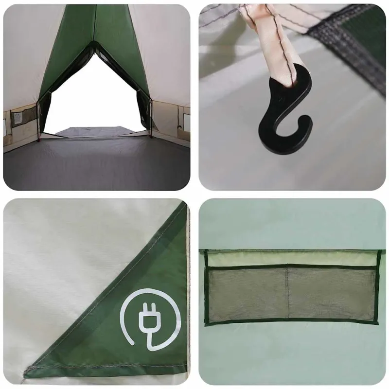 Teepee palapinė 8 asmenims Žalia ir balta 490 x 410 x 210 cm