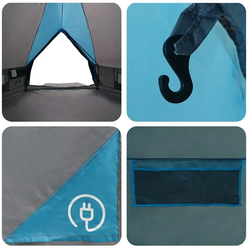 Teepee palapinė 8 asmenims Mėlyna ir Pilka 490 x 410 x 210 cm