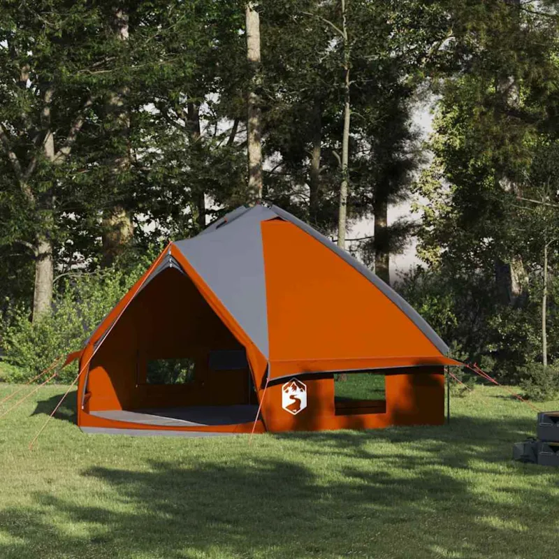 Teepee palapinė 8 asmenims Pilka ir oranžinė 490 x 410 x 210 cm