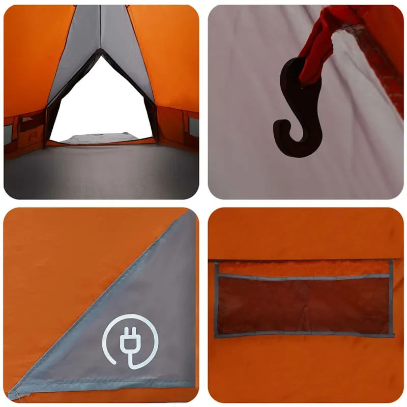 Teepee palapinė 8 asmenims Pilka ir oranžinė 490 x 410 x 210 cm