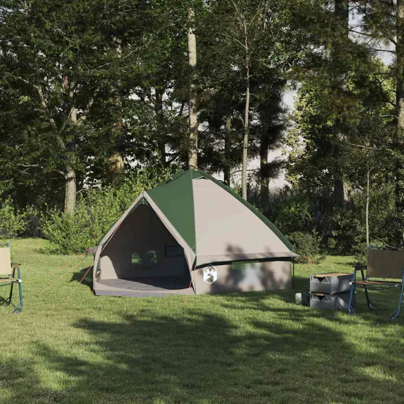 Teepee palapinė 4 asmenims Žalia ir Pilka 388 x 320 x 169 cm