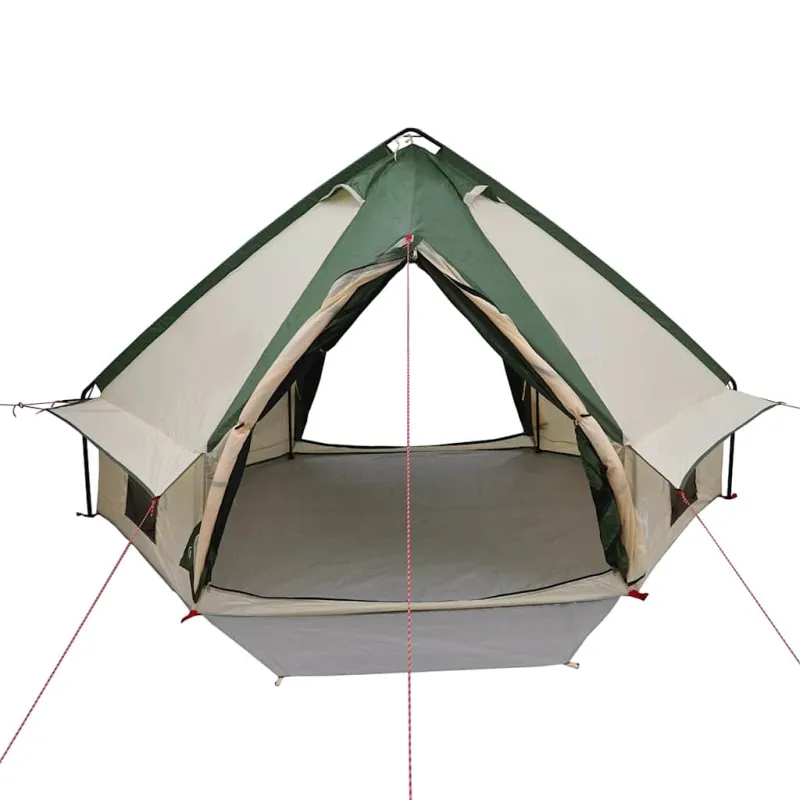 Teepee palapinė 4 asmenims Žalia ir Pilka 388 x 320 x 169 cm