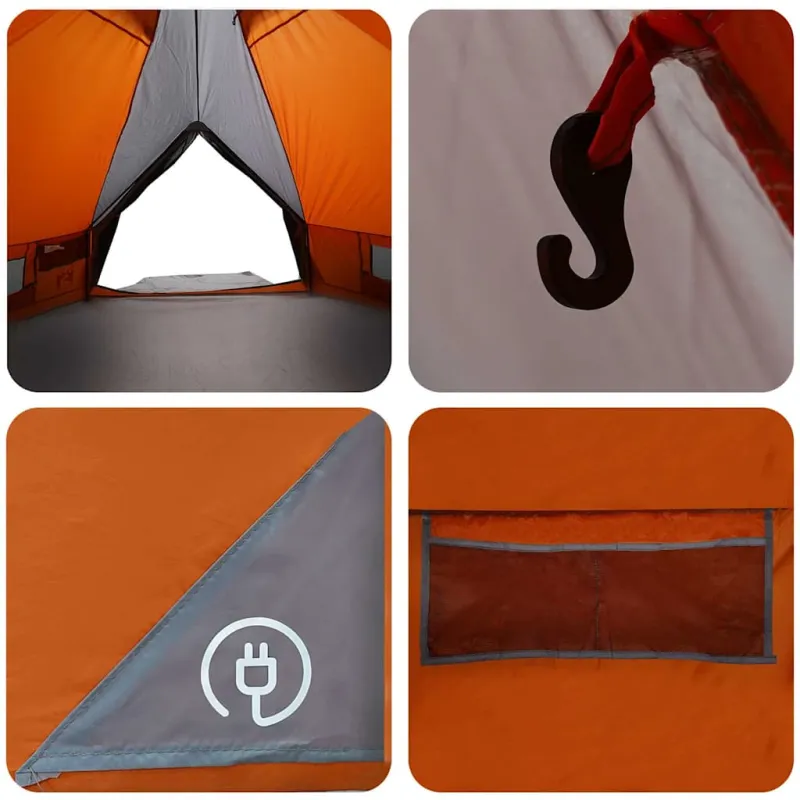 Teepee palapinė 4-iems asmenims su stogu Pilka ir oranžinė