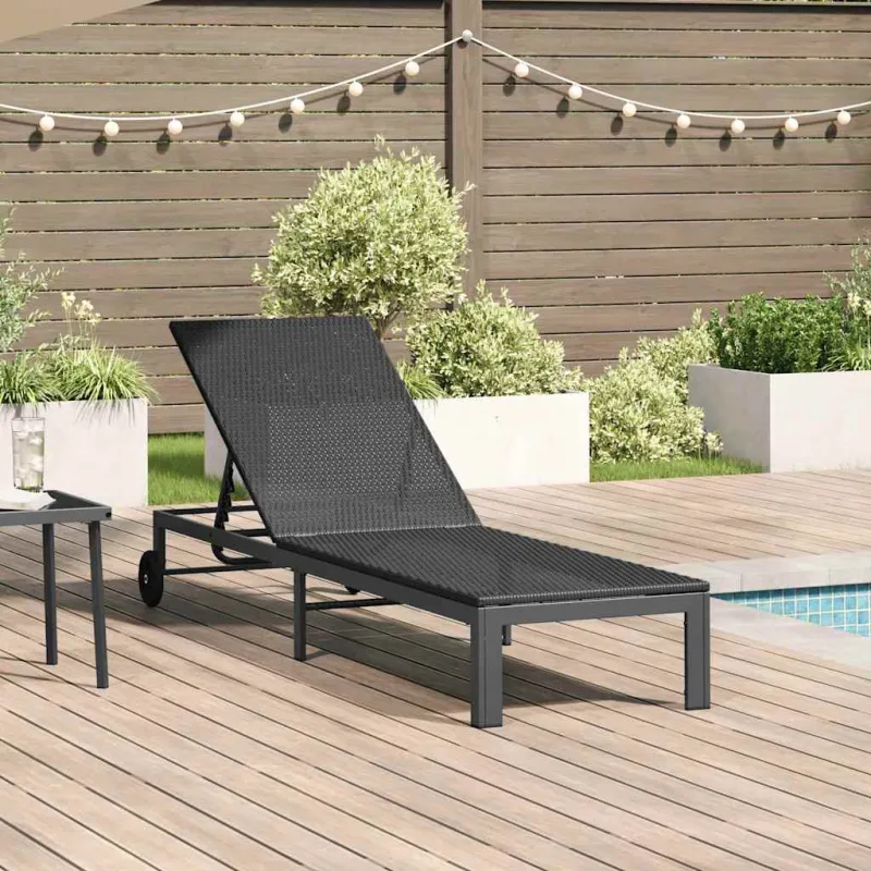 Saulėtas gultas Juoda 206 x 62.5 x 74 cm poliratanas
