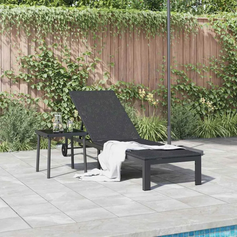 Saulėtas gultas Juoda 206 x 62.5 x 74 cm poliratanas