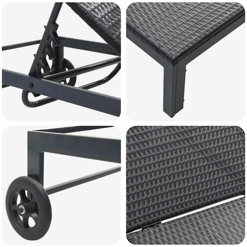 Saulėtas gultas Juoda 206 x 62.5 x 74 cm poliratanas