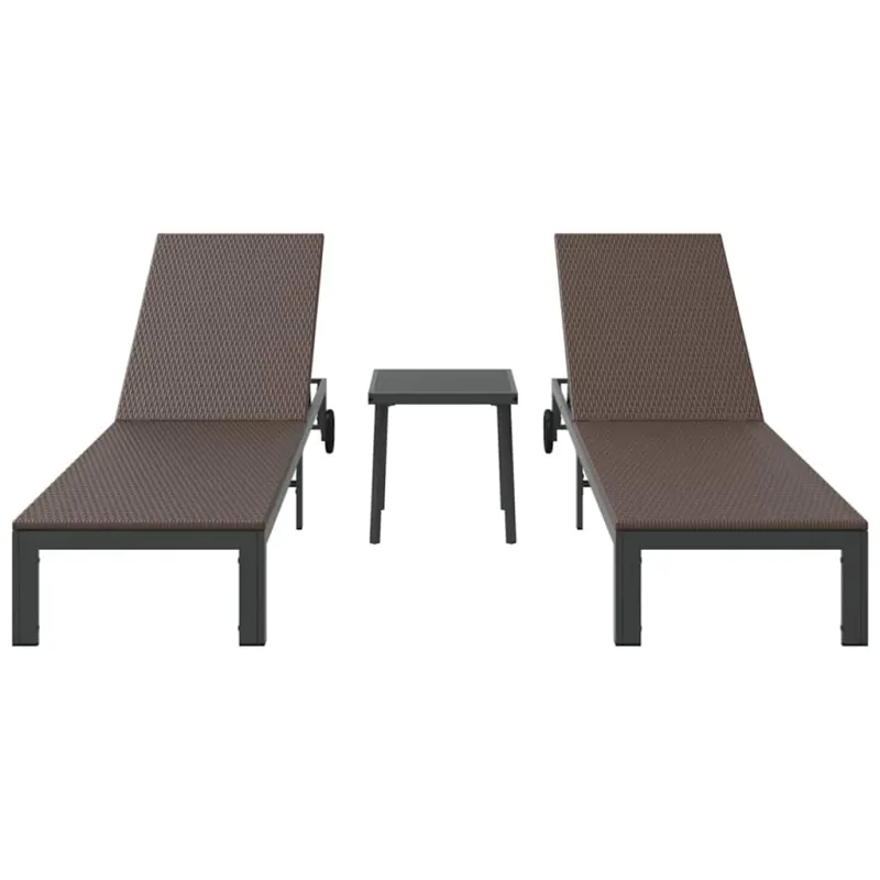 Saulėtas gultas 2-asmuo 3 pcs Ruda poliratanas
