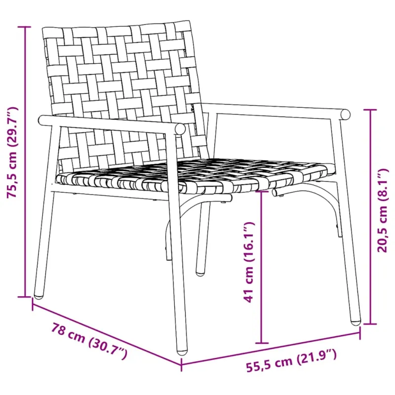 Sodo Kėdė 2 pcs Ruda 78 x 55,5 x 75,5 cm poliratanas