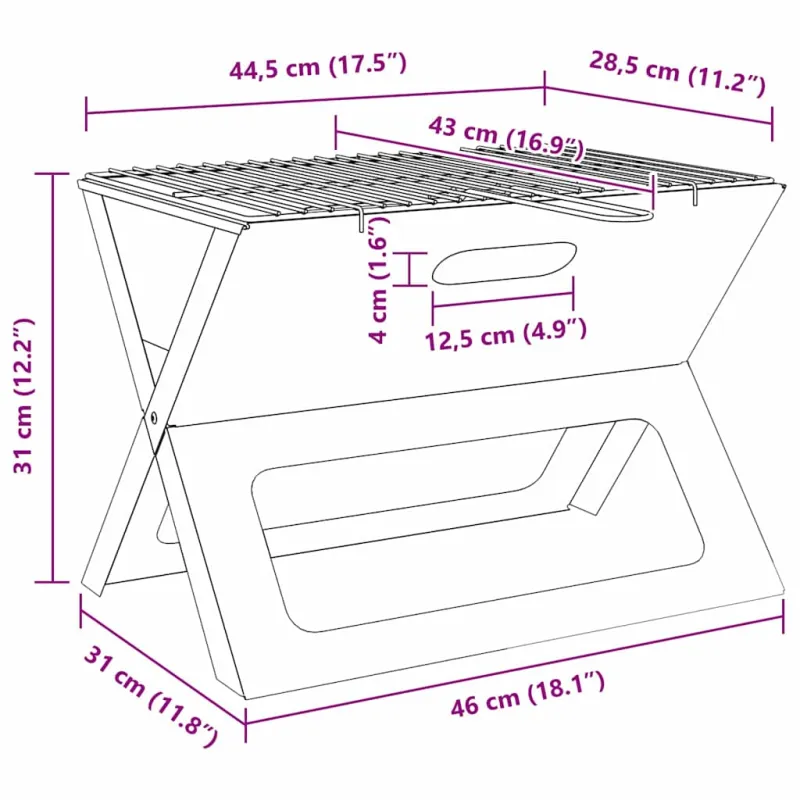 Lauko grilis Juoda 46 x 31 x 31 cm Plienas
